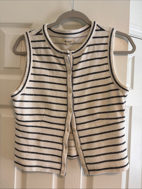 Madewell Tops - Madewell Cream Sweater with Black Stripe Detail